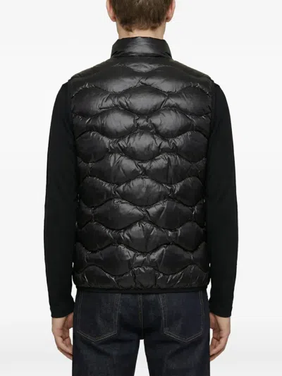 Blauer Quilted-wave Gilet In Black