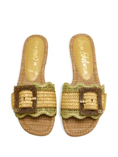 Sam Edelman Buckle Raffia Sandals In Multi