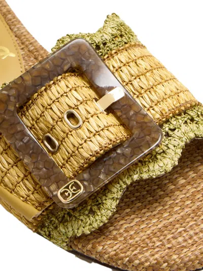 Sam Edelman Buckle Raffia Sandals In Multi