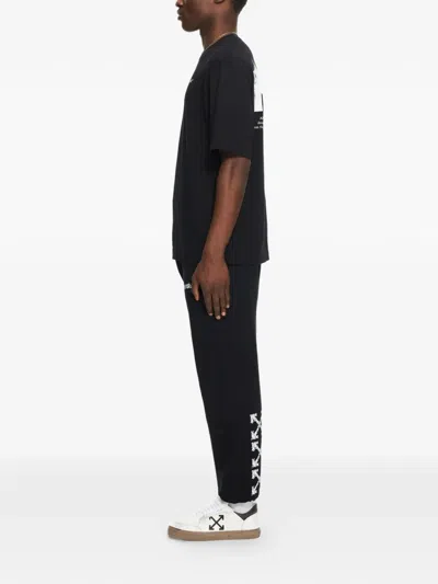 Off-white Helvetica-print Track Pants In Black