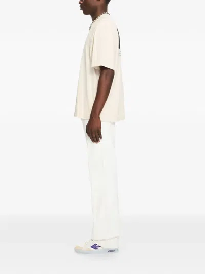 Off-white Ss22 Logo Round Neck Pullover Short Sleeve Loose Fit Khaki In Neutral