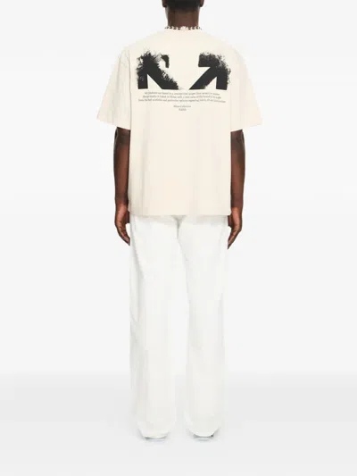 Off-white Ss22 Logo Round Neck Pullover Short Sleeve Loose Fit Khaki In Neutral