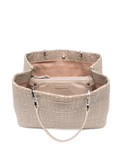 Emporio Armani Myea Medium Shopper Bag In Woven Nylon In Neutral