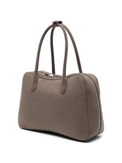 Emporio Armani Leather Shoulder Bag Rectangular Shape Handles In Gray