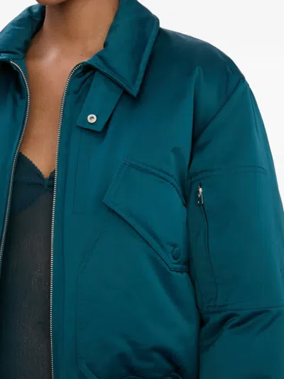 Victoria Beckham Down Sateen Bomber Jacket In Blue