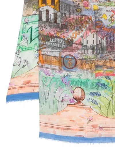 Faliero Sarti Milano Silk Blend Rectangular Stole In Multi