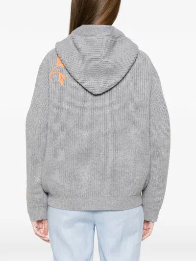 Malo Camelia Embroidered Cashmere Zip Bomber Jacket In Gray