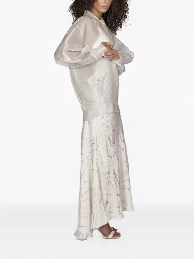 Mia Peculiar Oversized Pearl-button Bomber Jacket In White