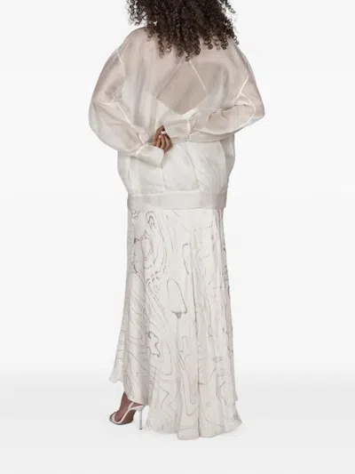 Mia Peculiar Oversized Pearl-button Bomber Jacket In White