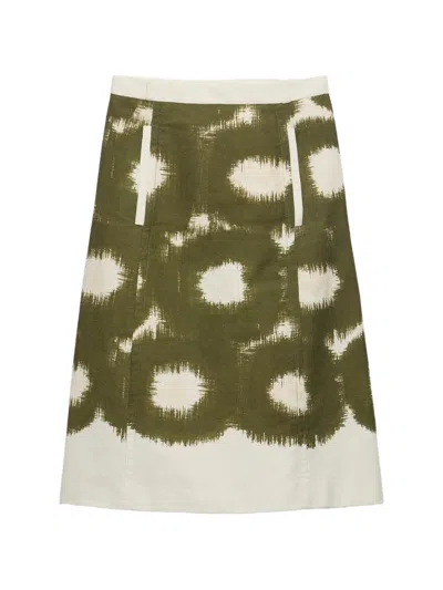 Prada A Line Skirt Abstract Pattern Belt Loops In Multi