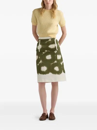 Prada A Line Skirt Abstract Pattern Belt Loops In Multi