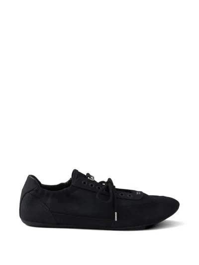 Prada Men's Collapse Canvas Sneakers In Black