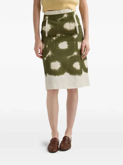 Prada A Line Skirt Abstract Pattern Belt Loops In Multi