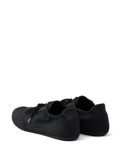 Prada Men's Collapse Canvas Sneakers In Black