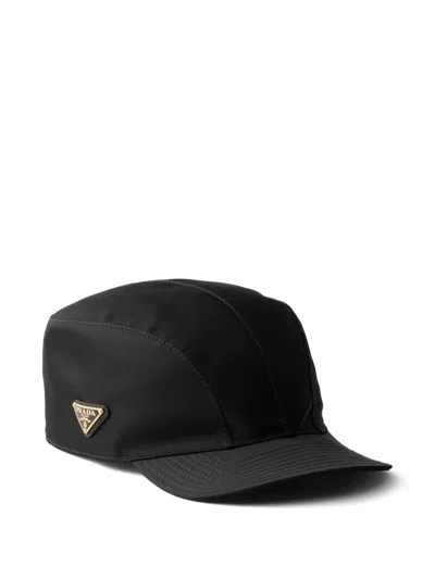Prada Curved Brim Baseball Cap Structured Design In Black