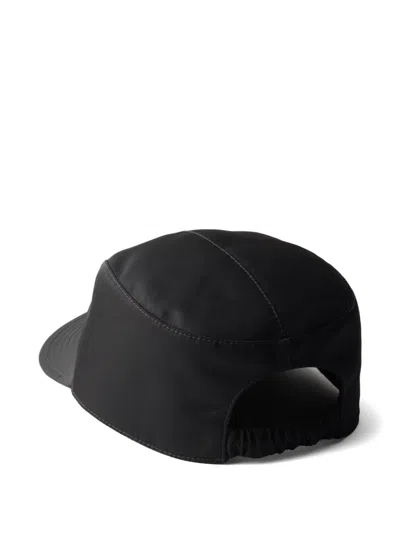 Prada Curved Brim Baseball Cap Structured Design In Black