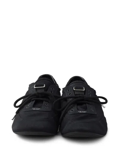 Prada Men's Collapse Canvas Sneakers In Black