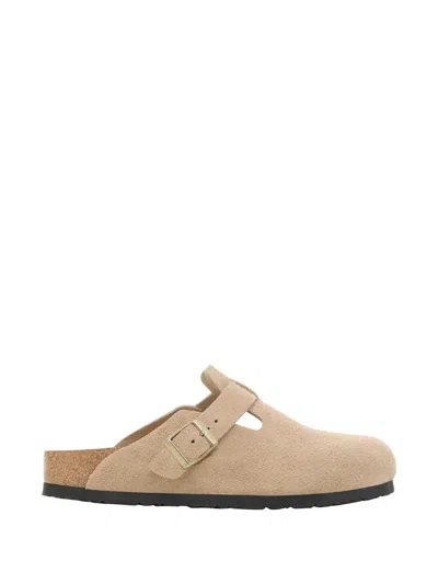 Birkenstock Women's Boston Shearling Clog In Taupe Suede/sandcastle At Urban Outfitters In Multi