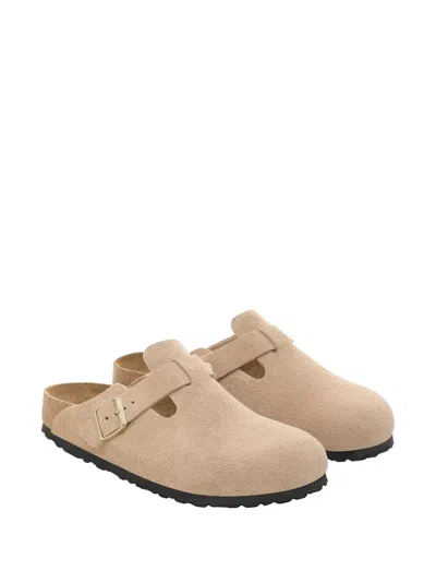 Birkenstock Women's Boston Shearling Clog In Taupe Suede/sandcastle At Urban Outfitters In Multi