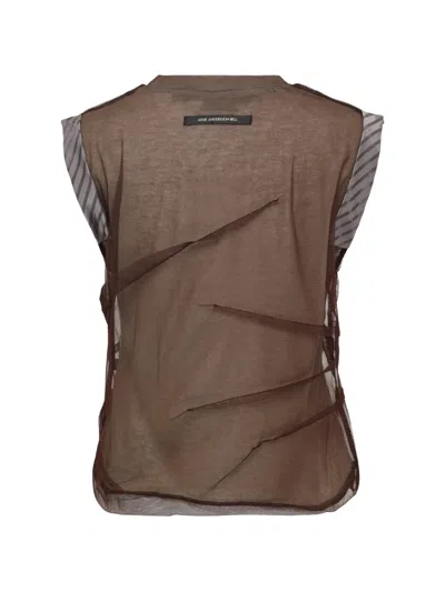 Andersson Bell Logo-patch Layered Blouse In Brown