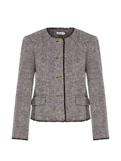 Simkhai Herringbone Fitted Jacket In Gray