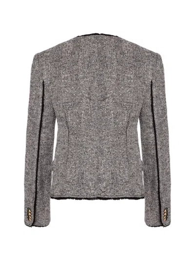 Simkhai Herringbone Fitted Jacket In Gray