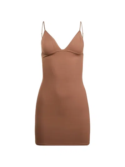 Fleur Du Mal Le Stretch Micro Triangle Slip In Brown
