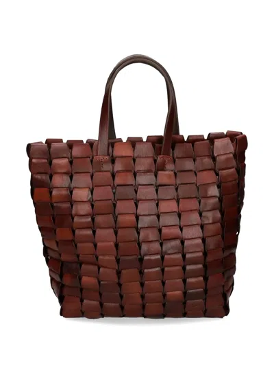 Dragon Diffusion Woven Handle Tote Bag In Brown