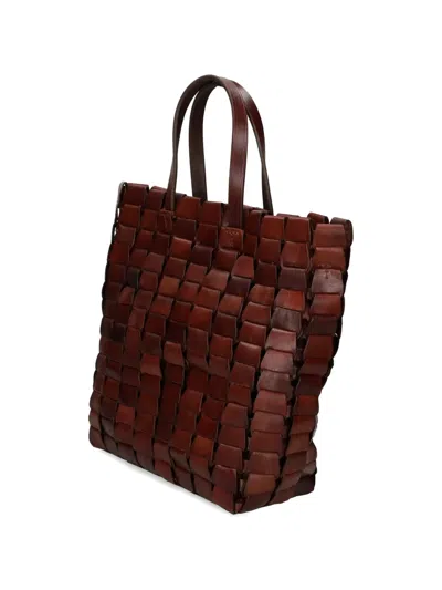 Dragon Diffusion Woven Handle Tote Bag In Brown
