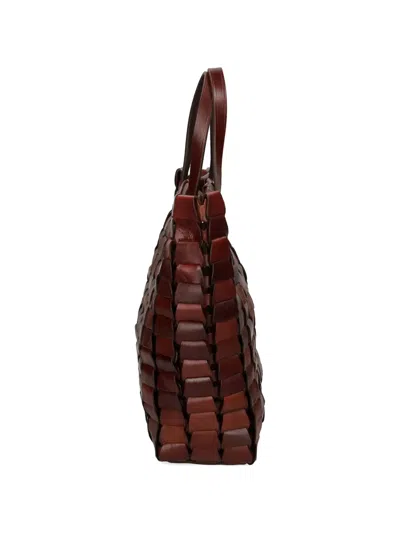 Dragon Diffusion Woven Handle Tote Bag In Brown