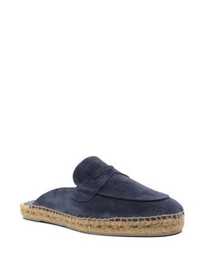 Castaã±er Nando Suede Backless Espadrilles In Blue