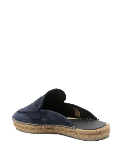 Castaã±er Nando Suede Backless Espadrilles In Blue