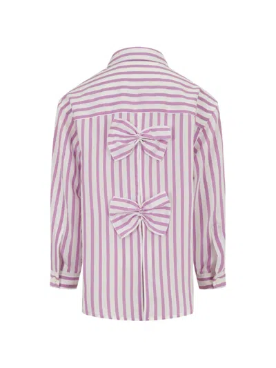 Simonetta Striped Bow Shirt In Multi
