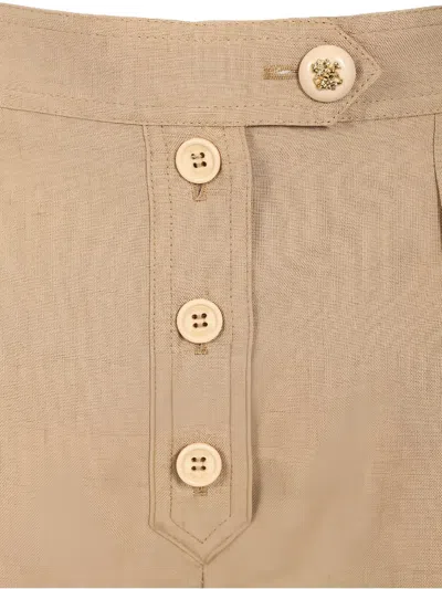 Valentino Tailored Shorts Linen Blend Pleated Design In Neutral