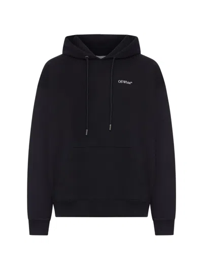 Off-white Half Arrows Graphic Pullover Hoodie With Drawstring Hood In Black