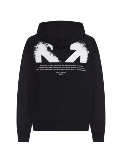 Off-white Half Arrows Graphic Pullover Hoodie With Drawstring Hood In Black
