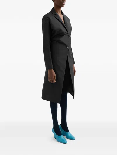 Jil Sander Technical Faille Coat In Black