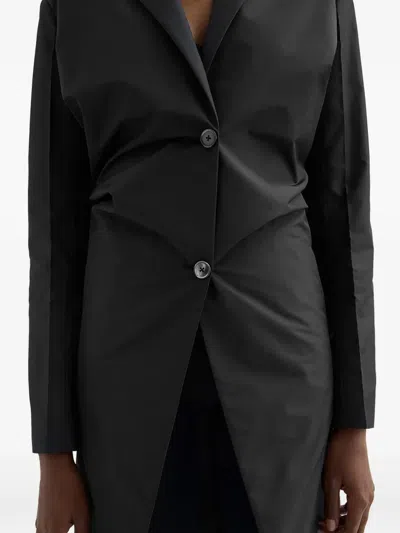 Jil Sander Technical Faille Coat In Black