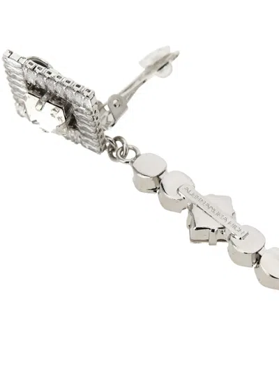 Alessandra Rich Mini Embellished Metal Earrings 10.5 Cm X 2.5 Cm In Silver