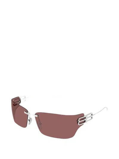 Balenciaga 76mm Metal Rectangular Sunglasses In Brown
