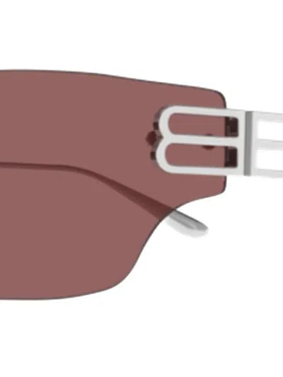 Balenciaga 76mm Metal Rectangular Sunglasses In Brown