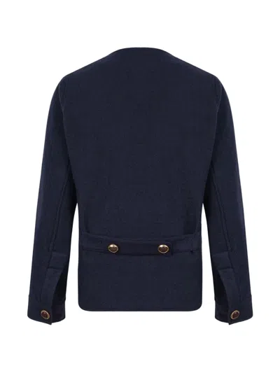 Fortela Buttoned Patch-pocket Jacket In Blue