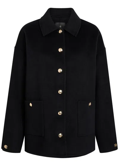 Anine Bing Button Detail Coat Collared Design Pockets In Black