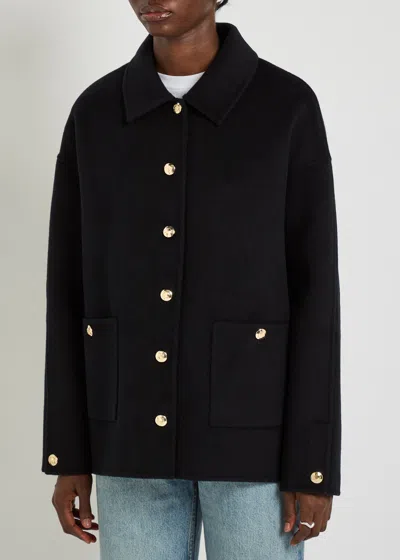 Anine Bing Button Detail Coat Collared Design Pockets In Black