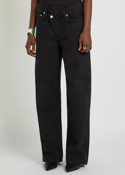 Agolde Arc Criss Cross Asymmetric Straight-leg Jeans In Black