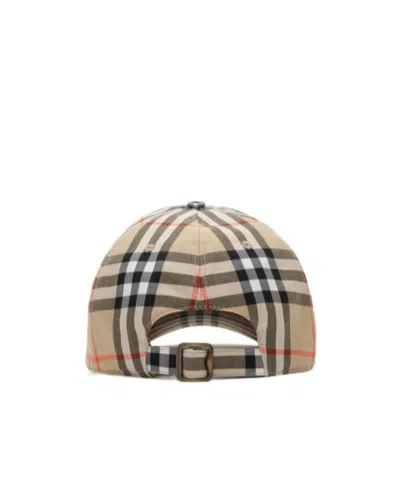 Burberry Check Pattern Cap Curved Brim Design In Brown