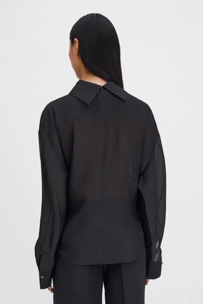 Filippa K Fold Collar Blouse In Black