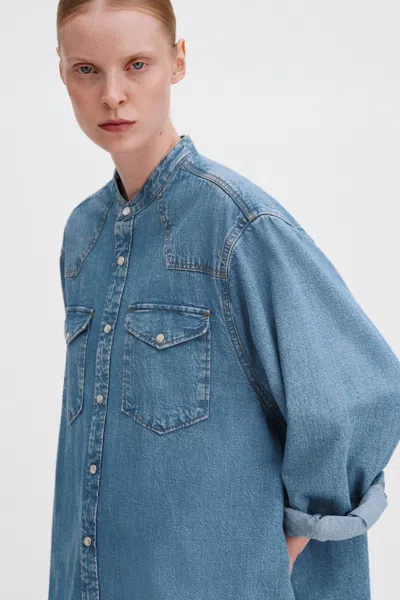 Filippa K Western Denim Shirt Dress In Blue
