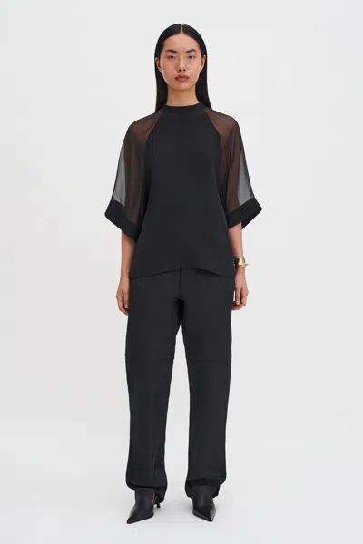 Filippa K Sheer Raglan Blouse In Black
