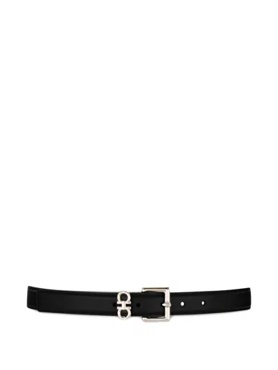 Ferragamo Fixed Belt With Double Hooks In Black